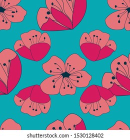 floating poppies bright floral poppy repeat vector background surface pattern design