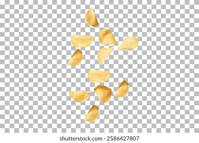 Floating Potato Chips isolated on transparent background