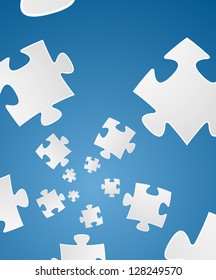 Floating puzzle piece on the blue gradient background / puzzle storm