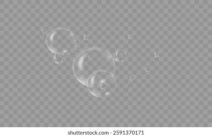 Floating Realistic Soap Bubbles, Transparent Water Air Spheres, Shiny Bubble Set, Magic Soap Orbs, Abstract 3D Bubble Effect, Isolated Floating Bubbles, Soft Reflections, Airy Water Droplets, Luminous