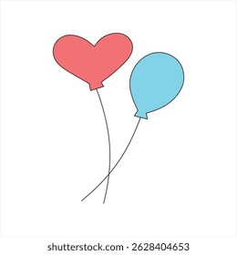Floating red and blue balloons