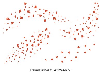 Floating red rose petals set. Falling simple doodle floral petal collection. Concept for love greetings. Valentines day or mother’s day romantic design. Isolated vector illustration