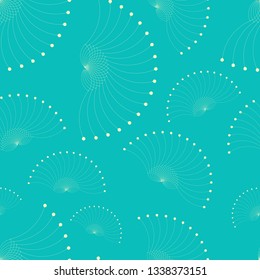 floating seeds wings seamless pattern in blue ivory shades