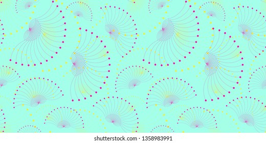 floating seeds wings seamless pattern in pink yellow blue
