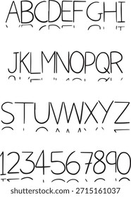 Floating Shadow Handwritten sketch typography font lettering ABC cartoon vector text