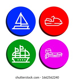 floating simple icons set. Contains such icons as Sailing boat, Motorboat, Galleon, can be used for web, mobile and logo