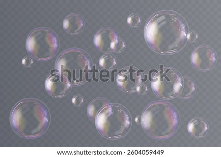 Floating soap bubbles gleam subtly, radiating soft luminous charm. 3D vector bubbles reflect color spectrum with gradients. Transparent airy spheres hover peacefully, forming serene background