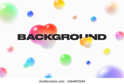 Floating Soft Colored Spheres. Dynamic Motion Balls, Particles Wallpaper. Abstract Cover Design Background With 3d Geometric Shapes. Ads Banner Template. - Vector