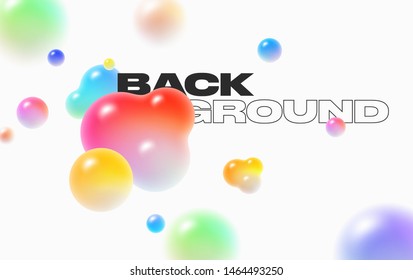 Floating soft colored spheres. Dynamic motion balls, particles wallpaper. Abstract cover design background with 3d geometric shapes. Ads banner template. - Vector