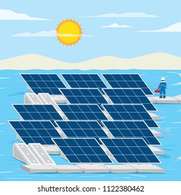 floating solar farm, solar cell location on the surface water