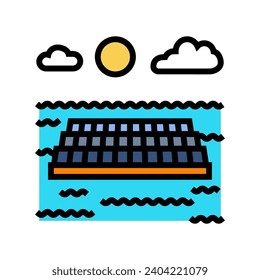 floating solar panel color icon vector. floating solar panel sign. isolated symbol illustration