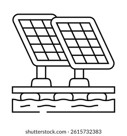 floating solar panel line icon vector. floating solar panel sign. isolated contour symbol black illustration