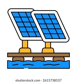 floating solar panel line icon vector. floating solar panel sign. isolated symbol illustration