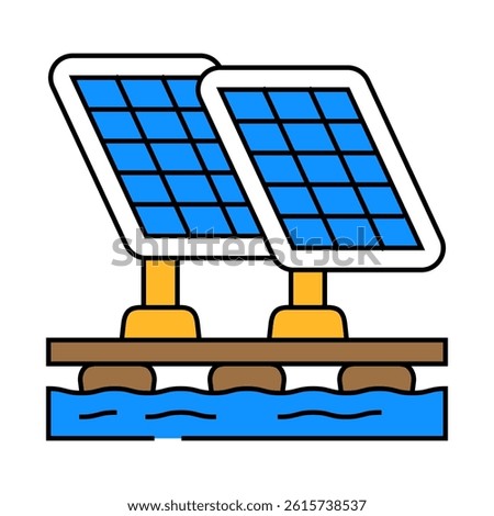 floating solar panel line icon vector. floating solar panel sign. isolated symbol illustration