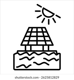 Ícone de Energia Solar Flutuante. Ilustração de Contorno de Vetor Simples