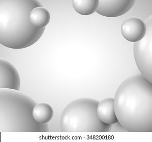 Floating Spheres on white background - vector illustration.