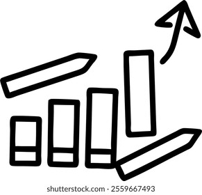 Floating stack of books turning into a bar chart isolated on white background concept as A vector illustration of a stack of books ascending into bar chart bars hovering in mid air symbolizing knowled