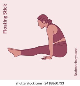 Floating Stick pose. Young woman practicing Yoga pose. Woman workout fitness, aerobic and exercise