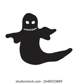 Floating Stitched-Mouth Ghost Illustration Design