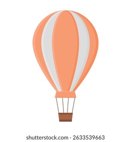 Floating Striped Hot Air Balloon Vector. Hot Air Balloon Icon on White Background. Air Transportation.