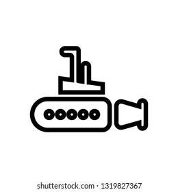 floating submarine vector icon, outlined symbol of sailing under