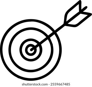 Floating target and arrow symbolizing strategic goals concept as A vector image of an arrow hitting the center of a target floating above a white background representing the achievement of strategic b