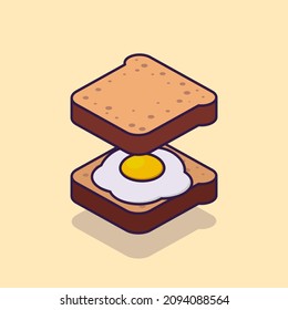 Ilustración flotante del icono de tostada y huevo. El concepto de icono de alimento es un vector aislado. diseño de dibujos animados.