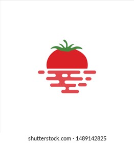 Floating Tomato logo Vegetable design inspiration