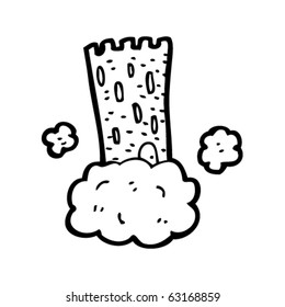 floating tower on cloud cartoon