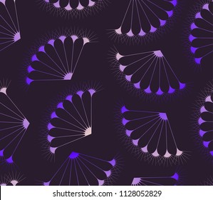 floating umbels seamless pattern in dark purple shades