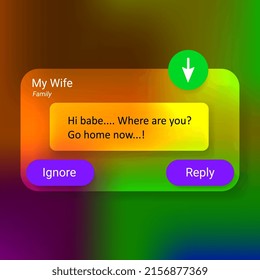 floating user interface new message pop up, Smartphone redesign realistic object 