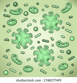 Floating virus and bacteria pattern, small sizes (illustration in isometric view)