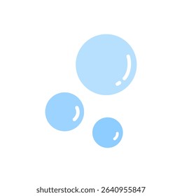 Floating water bubbles in various sizes in a flat design style. Suitable for aquatic scenes, background textures, or playful designs.