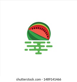 Floating Water melon Fruit Logo Icon Design Vector Stock Template