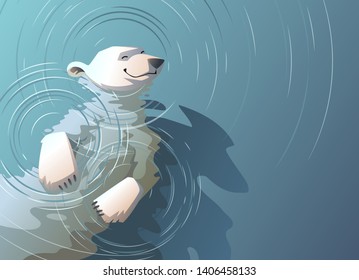 Floating in the water polar bear.