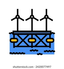 floating wave platform color icon vector. floating wave platform sign. isolated symbol illustration