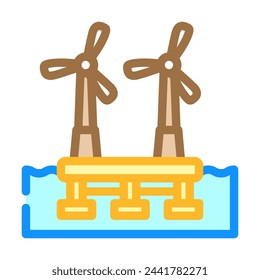 floating wave platform color icon vector. floating wave platform sign. isolated symbol illustration