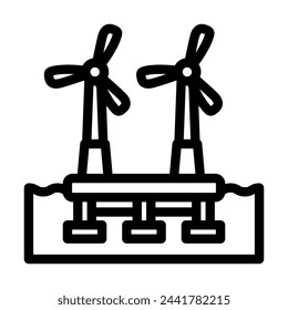 vector de línea de plataforma de onda flotante. símbolo de plataforma de onda flotante. símbolo de contorno aislado ilustración negra