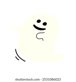 Floating white ghost with a smile