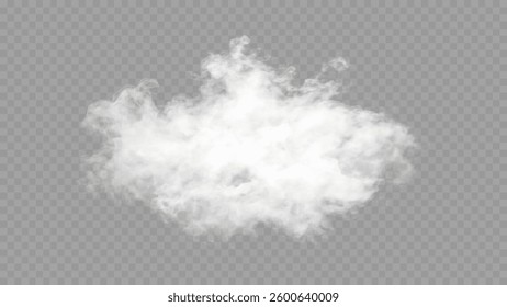 Floating White Smoke Cloud on Transparent Background – Vector Effect