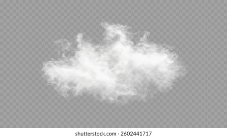 Floating White Smoke Cloud on Transparent Background – Vector Effect
