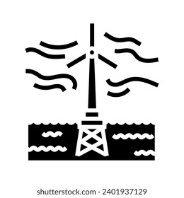 floating wind turbine glyph icon vector. floating wind turbine sign. isolated symbol illustration