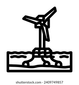 floating wind turbine line icon vector. floating wind turbine sign. isolated contour symbol black illustration