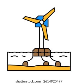 floating wind turbine line icon vector. floating wind turbine sign. isolated symbol illustration