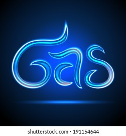 Floating word GAS made of gas flame
