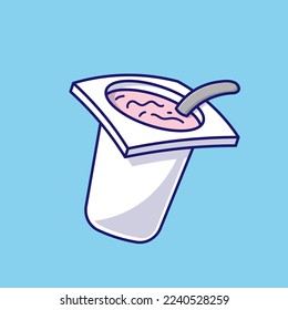 Floating yogurt cartoon vector icon illustration