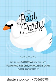 floats summer pool party invitation card template vector/illustration