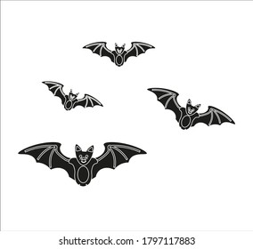 flock of bats, illustration for web and mobile design.