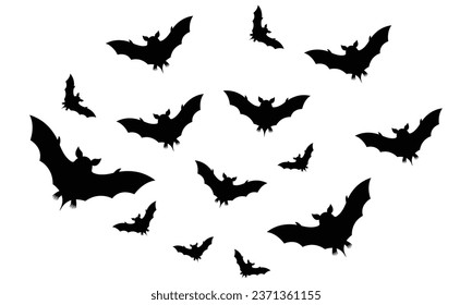 flock of bats isolated on white background