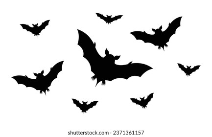 flock of bats isolated on white background